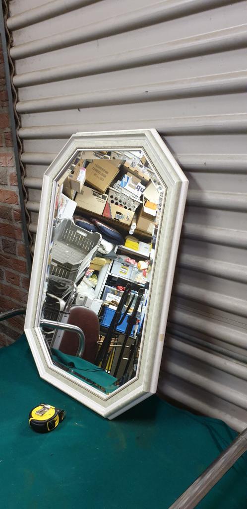 spiegel hout acht hoekige lijst, Huis en Inrichting, Woonaccessoires | Spiegels, Ophalen of Verzenden, 'T Olde Gre-j, Info@toldegrej.nl