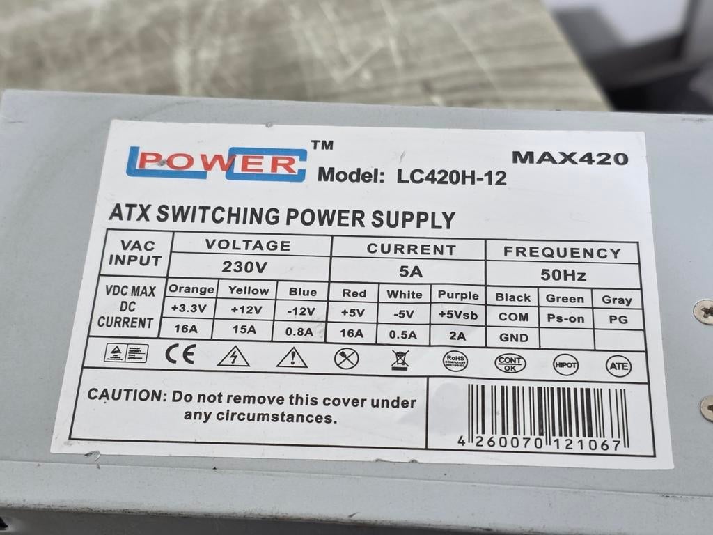 Lc power 420w max voeding psu power supply lc420h-12, Ophalen of Verzenden, Gebruikt