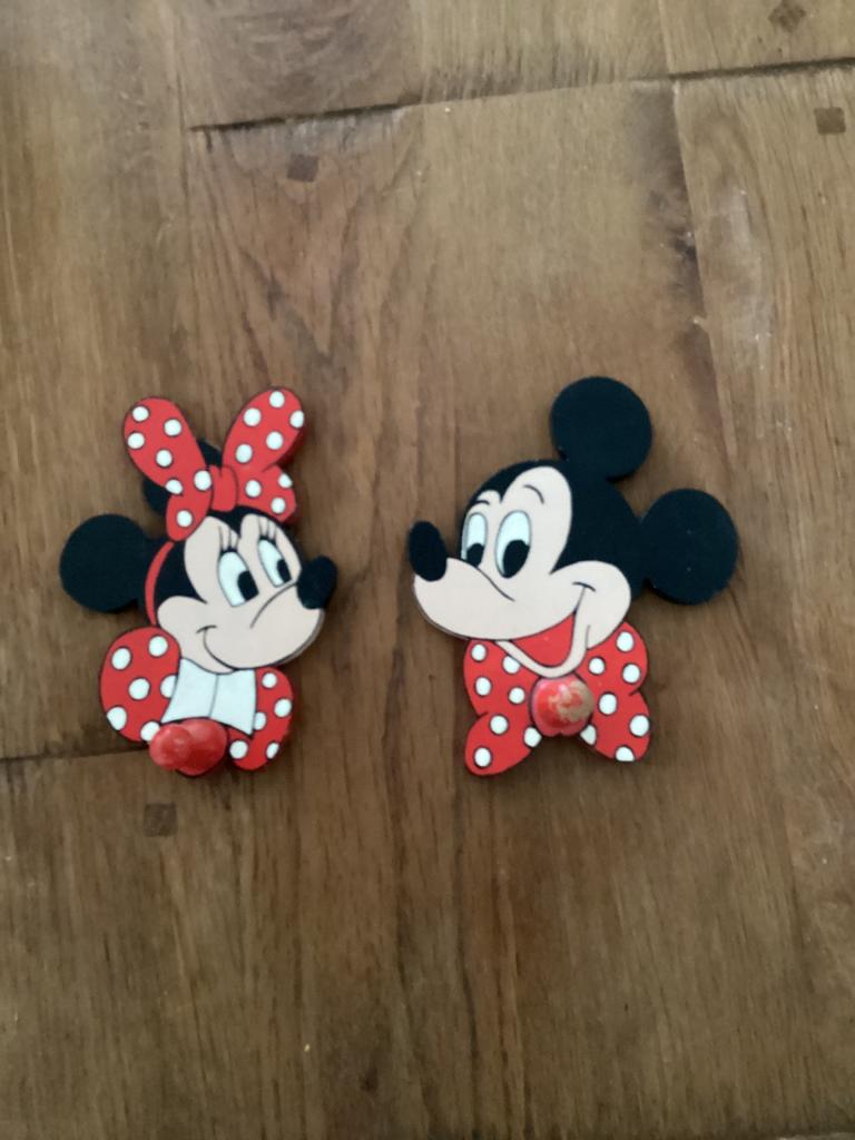 Mickey & Minnie Mouse Houten Kapstokhaken, Ophalen of Verzenden, Gebruikt, Hout, Wandhaken