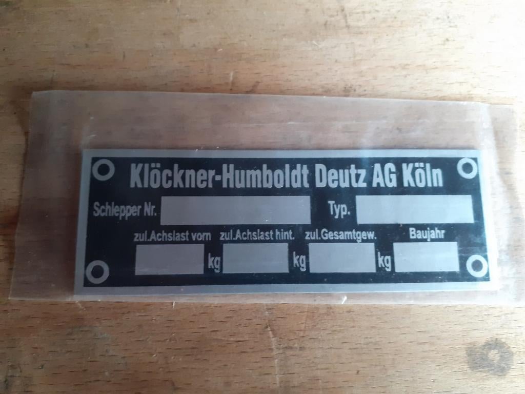 Deutz typeplaat 06 07 dx, Ophalen of Verzenden, Nieuw
