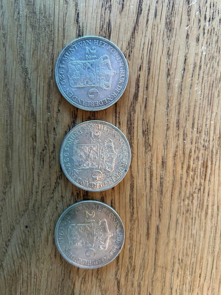 3 zilveren 2,5 gulden munten, Ophalen of Verzenden, Koningin Wilhelmina