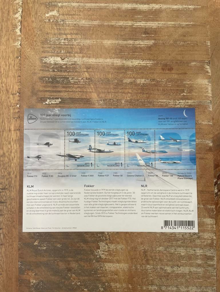 2019 Blok 100 Jaar Luchtvaart  NVPH 3736 Postfris., Ophalen of Verzenden, Na 1940, Postfris