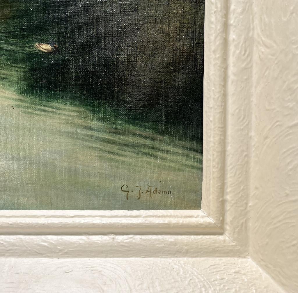 38. Olieverfschilderij, G.J. Adema - Aldeboarn, Friesland, Antiek en Kunst, Kunst | Schilderijen | Klassiek, Ophalen of Verzenden