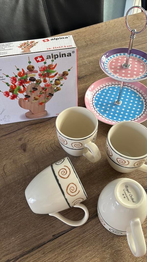 Bonbon etagere- amuse houder cactus- 4 mokken s, Ophalen of Verzenden, Overige stijlen, Kop(pen) en/of Schotel(s), Glas