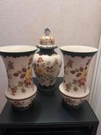 Driedelig kaststel Gouda Plateel Modica bloemmotief, Antiek en Kunst, Ophalen