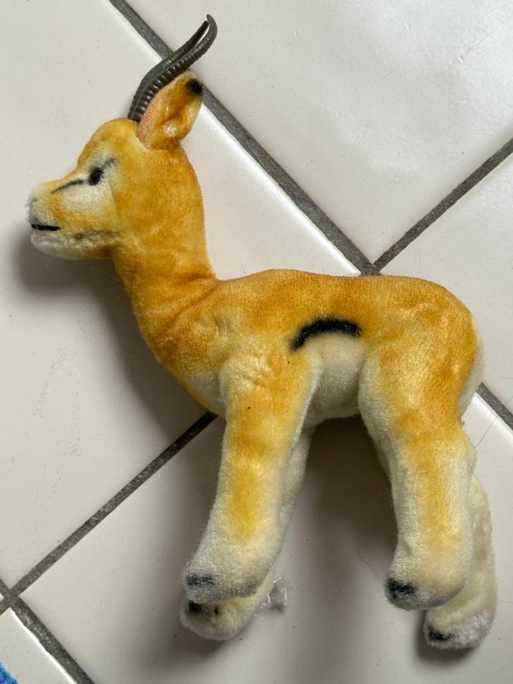 vintage Yuku Pronghorn Antilope van het Duitse merk Steiff, Verzamelen, Beren en Cherished Teddies, Gebruikt, Overige typen, Steiff