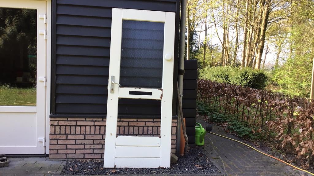 Merbau deur, Ophalen of Verzenden, Gebruikt, Buitendeur, 200 tot 215 cm