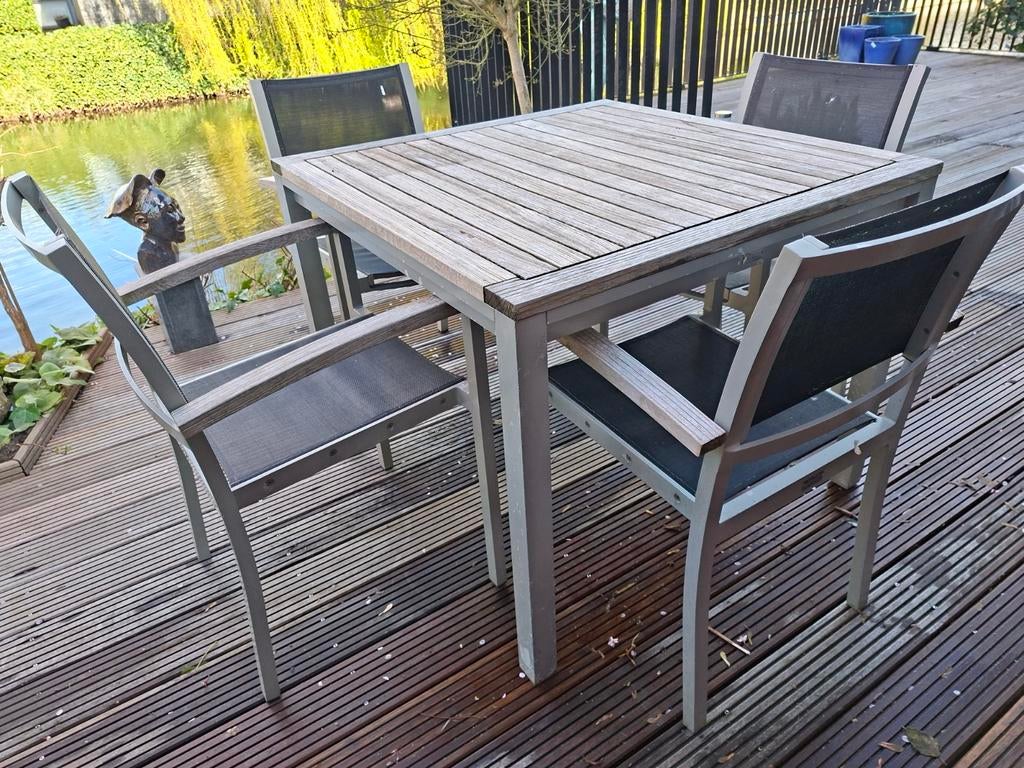 Tuinset Versus by Tribù met 4 stoelen, Tuin en Terras, Ophalen of Verzenden, Gebruikt, Aluminium