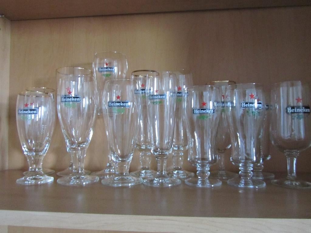 Grote Heiniken Bier Glazen Verzameling, Ophalen, Zo goed als nieuw, Glas of Glazen, Heineken