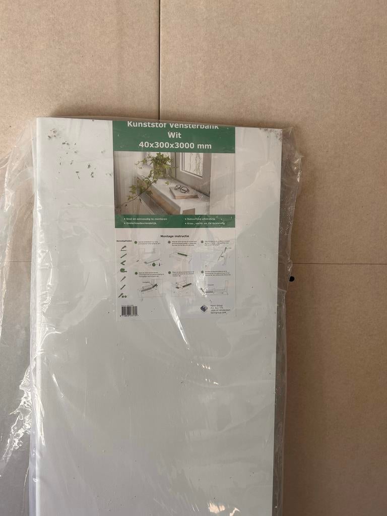 Nieuwe kunststof vensterbank wit 40x300x1500 mm, Ophalen of Verzenden, Nieuw, Wit, Kunststof
