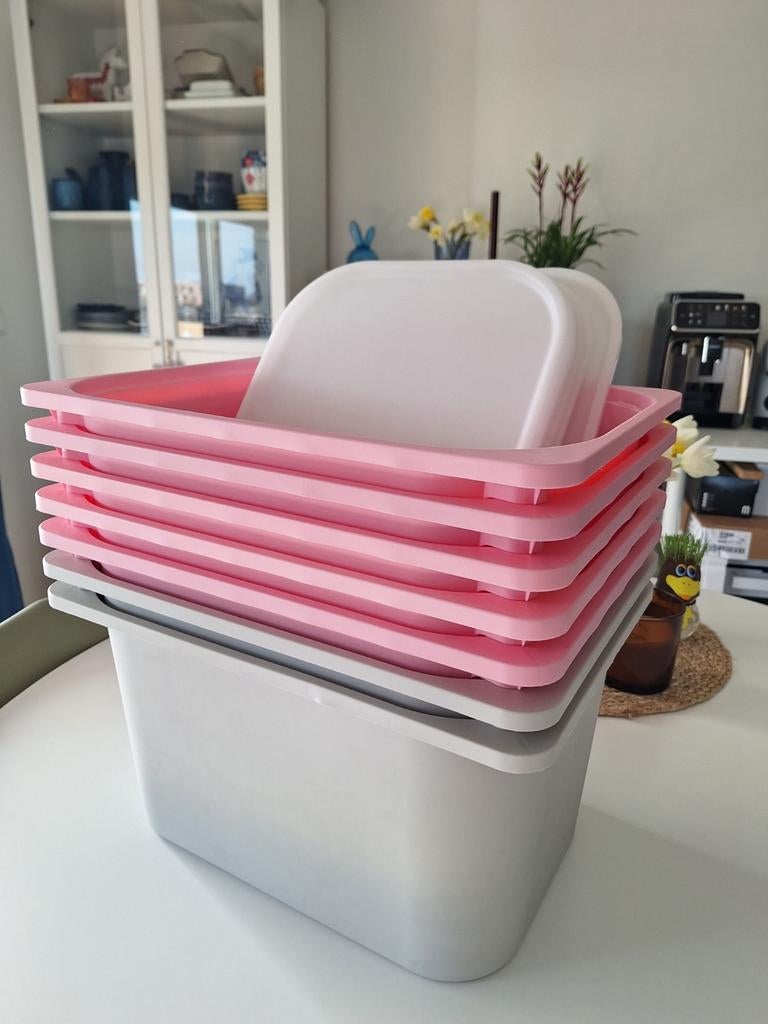 Ikea Trofast bakken + deksels (7 stuks), Ophalen, Gebruikt, 50 tot 100 cm, Minder dan 50 cm