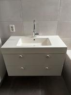 Wit badkamermeubel met witte wastafel, Ophalen, Gebruikt, 50 tot 100 cm, Minder dan 100 cm