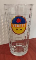 Vedett Extra Ruitjes Glas Blauw Geel 25cl M14. (B), Ophalen of Verzenden, Gebruikt, Glas of Glazen, Overige merken
