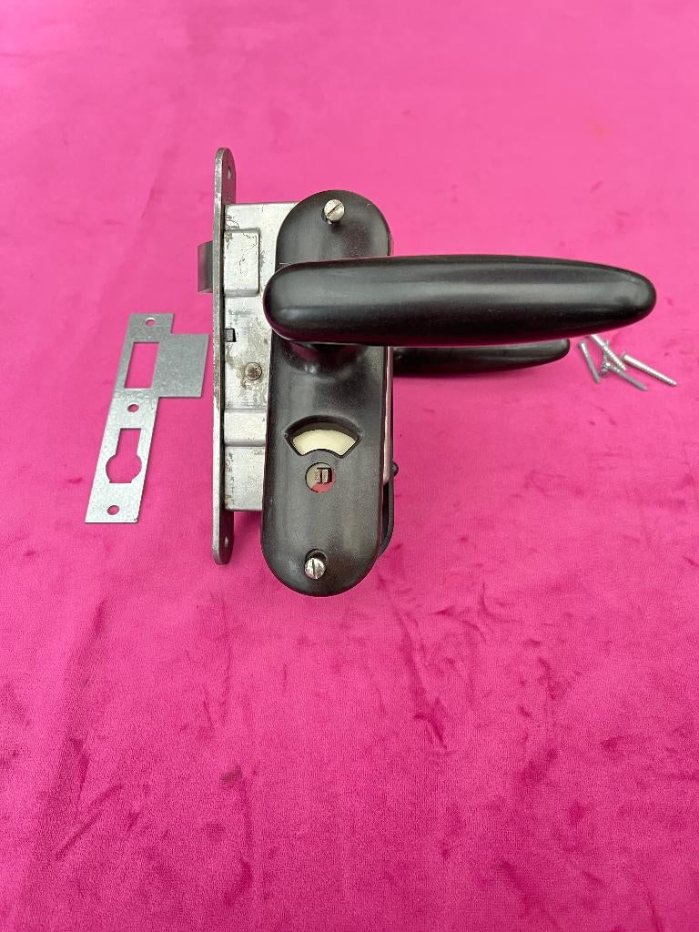 Bakelieten Dudok deurklinken van Philips, vrij en bezet,, Ophalen of Verzenden