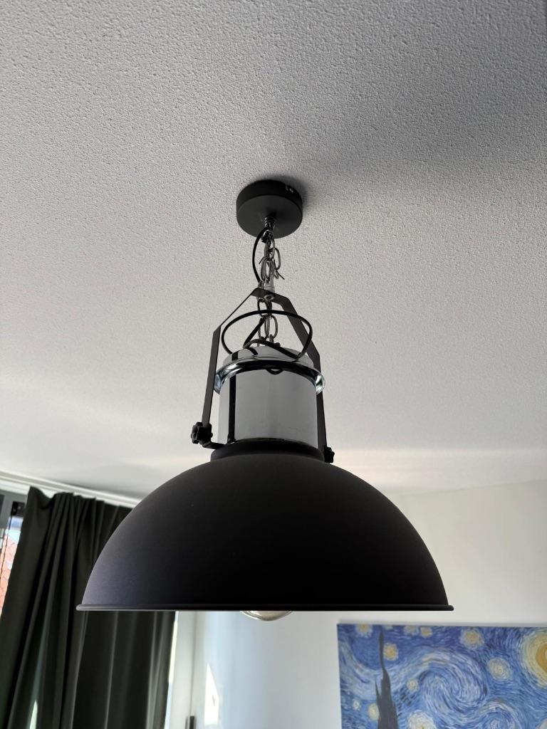 Twee industriële plafondlampen, Huis en Inrichting, Lampen | Hanglampen, Ophalen, 50 tot 75 cm, Overige materialen, Zo goed als nieuw