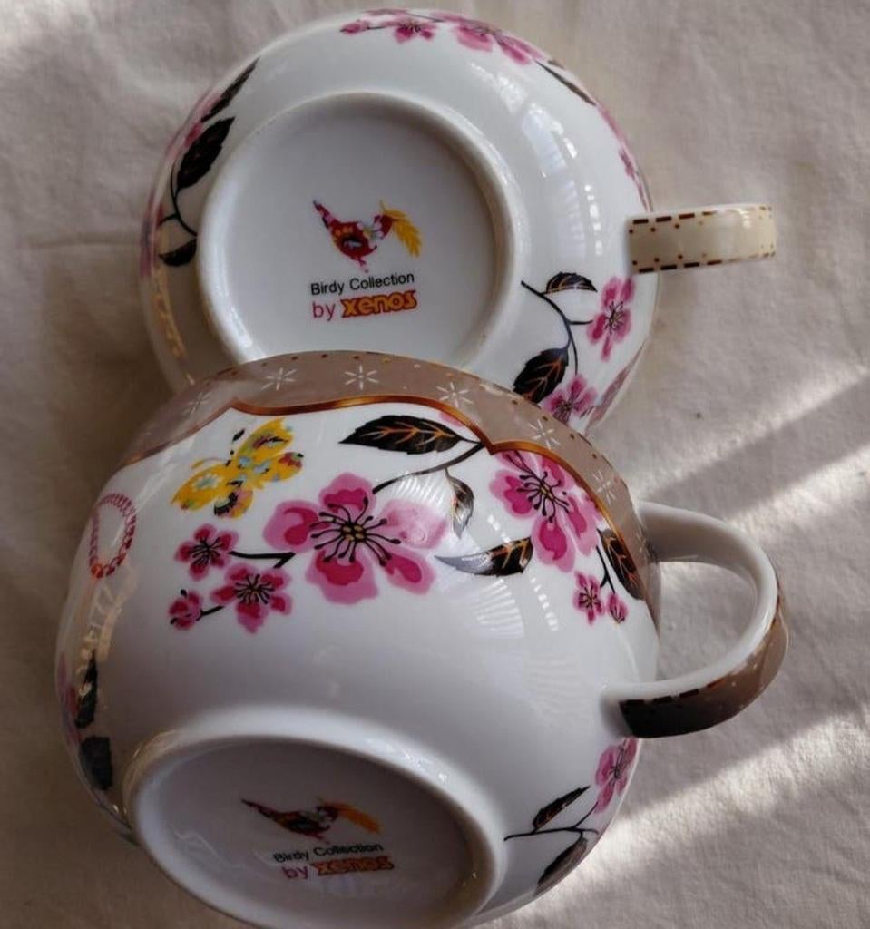 Xenos witte kommen Birdy Collection vogels roze bloemen, Huis en Inrichting, Keuken | Servies, Ophalen of Verzenden, Zo goed als nieuw