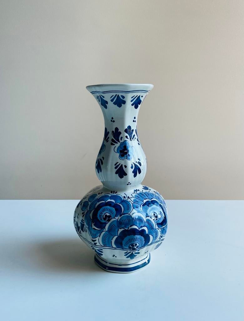 Delfts Blauwe porseleinen knobbel vaas, Ophalen of Verzenden