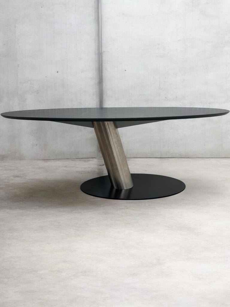 Bree’s New World Libra eettafel - Ovaal HPL grijs Mika, Kunststof, 100 tot 150 cm, 200 cm of meer, Ophalen of Verzenden
