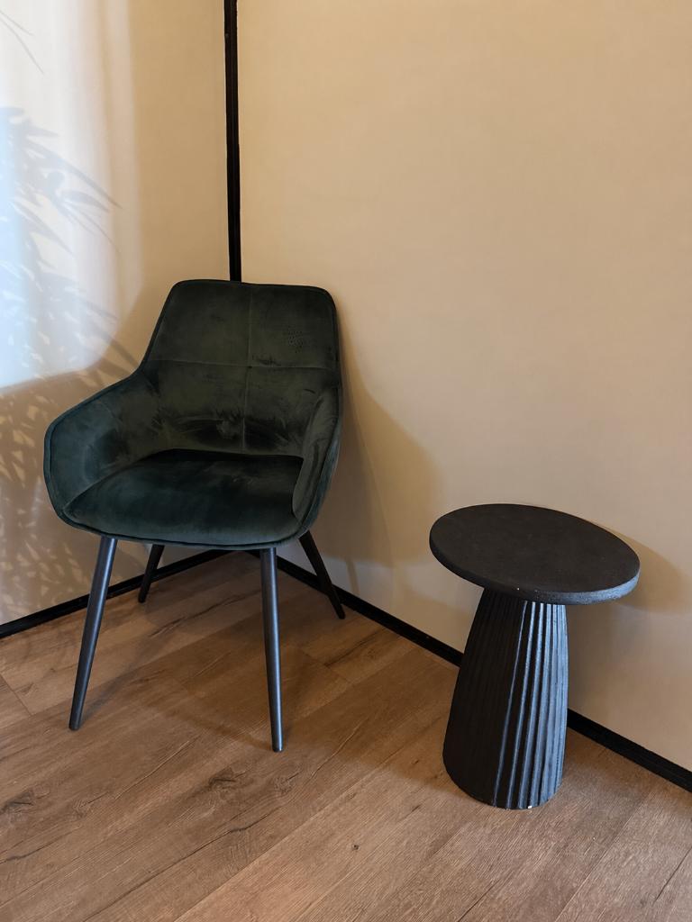 fauteuil+tafeltje, Ophalen, Gebruikt, 75 tot 100 cm, 50 tot 75 cm