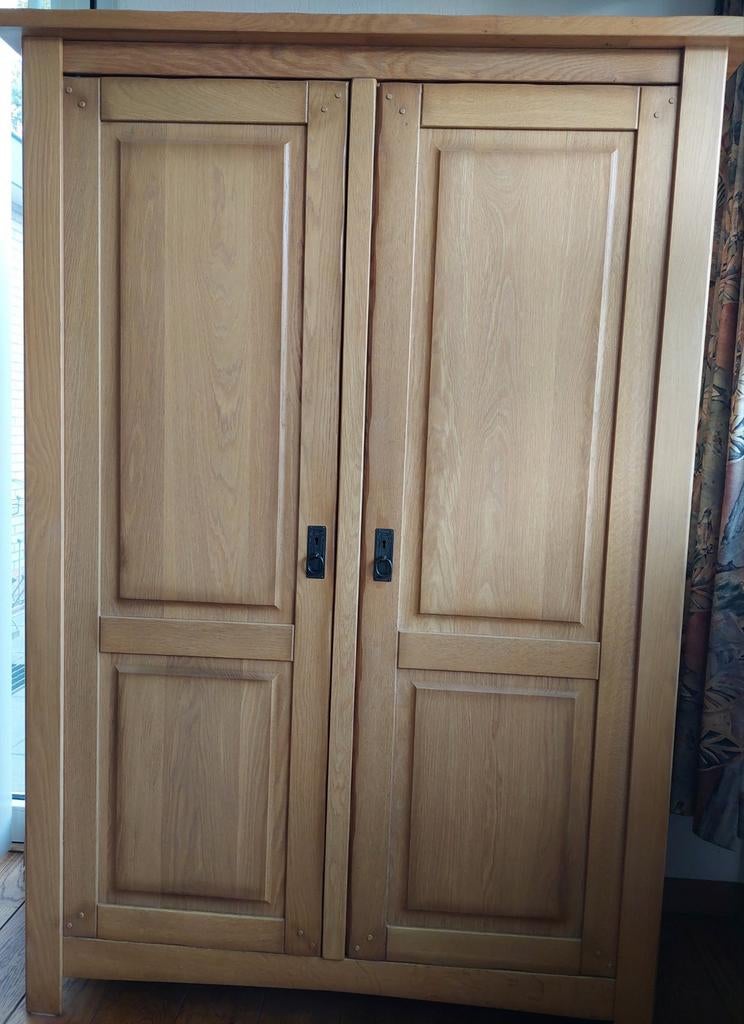Landelijke licht eiken patine (kleding)kast, Ophalen, Met deur(en), Gebruikt, 100 tot 150 cm