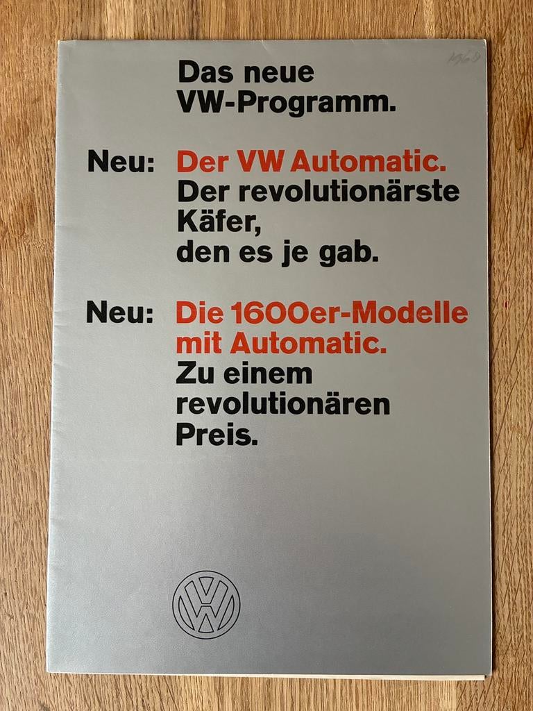 Volkswagen VW Kever en 1600 Automaat brochure 8/67, Ophalen of Verzenden, Zo goed als nieuw, Volkswagen