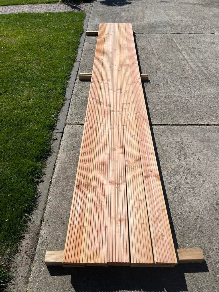 15 Douglas Vlonderplanken 25x140 mm 5 meter lang, Tuin en Terras, Palen, Balken en Planken, Ophalen, Planken, Nieuw, Hardhout