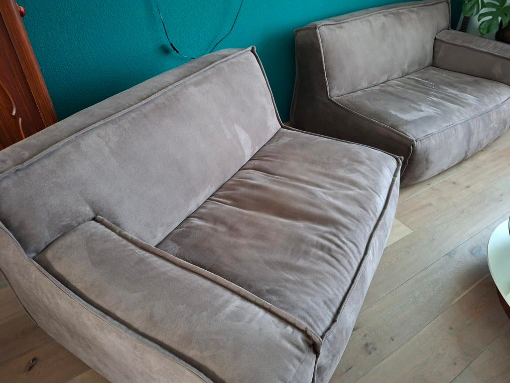 2 x 1,5 zits elementen bank Jim, alcamara bruin - Nieuw, Huis en Inrichting, Banken | Bankstellen, Ophalen, 250 tot 300 cm, 100 tot 125 cm