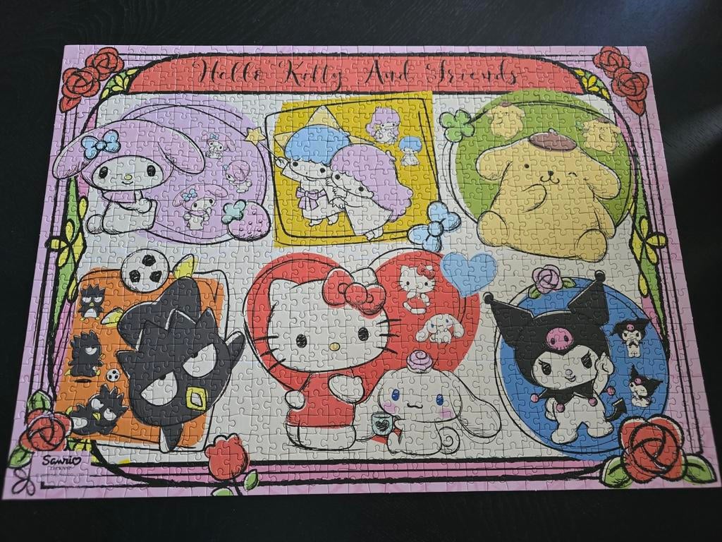 Puzzel hello Kitty and friends - 1000 stukjes clementoni, Ophalen of Verzenden, 500 t/m 1500 stukjes, Zo goed als nieuw, Legpuzzel