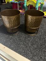 Set van 2 bronzen bloempotten, Ophalen of Verzenden, Zo goed als nieuw, Bruin, Brons of Koper