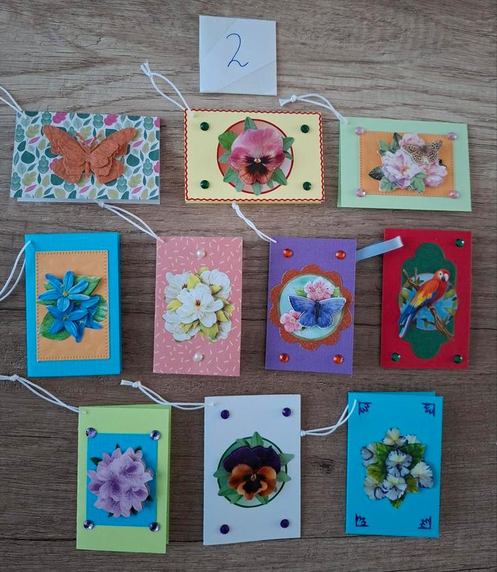 Setje 3D Cadeau/Bloemen Kaartjes, Zie Info/Foto's, In Gemert, Hobby en Vrije tijd, Kaarten | Zelfgemaakt, Nieuw, Overige thema's