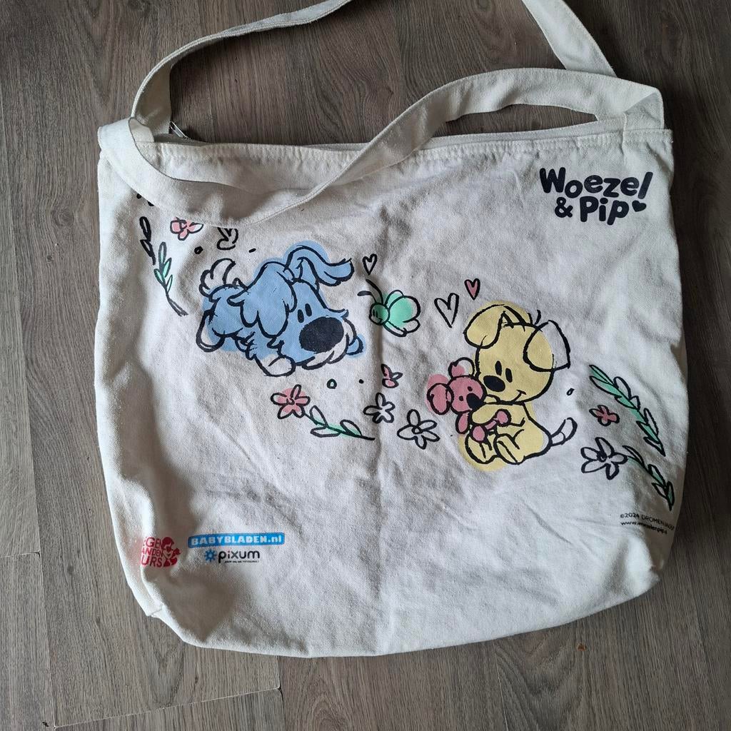 Woezel en Pip strandtas / shopper linnen, Sieraden, Tassen en Uiterlijk, Tassen | Reistassen en Weekendtassen, Gebruikt, Overige kleuren