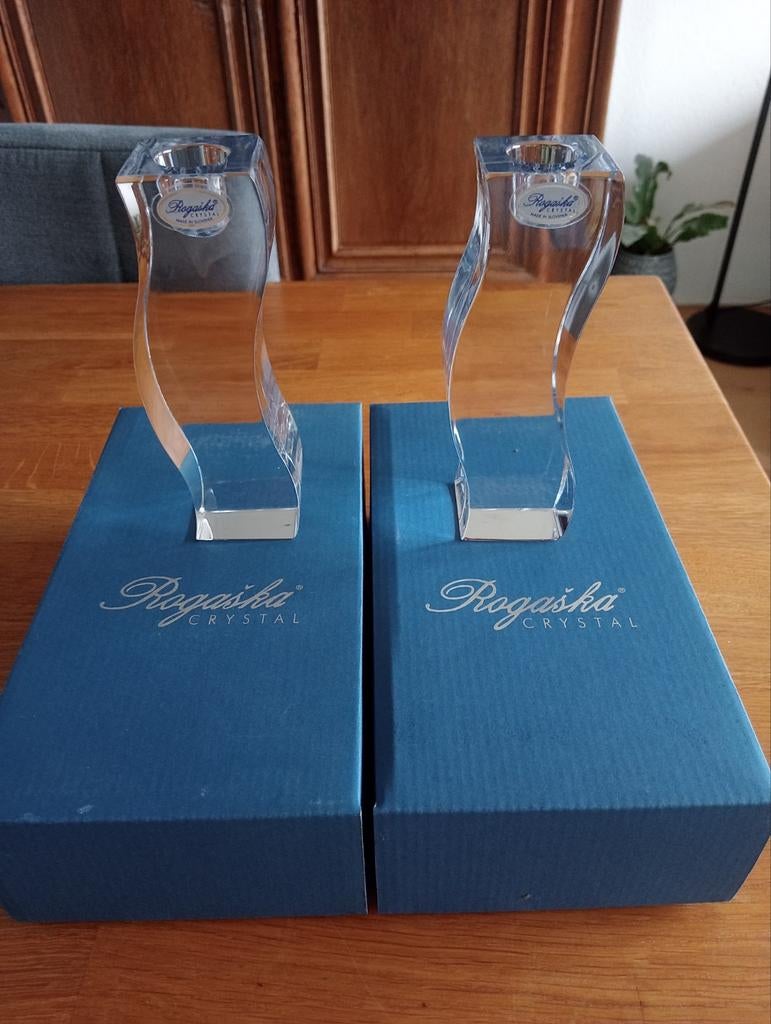 Set van 2 Rogaska Kristallen Kandelaars, Ophalen, Kristal