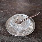 Kristallen Zoutvaatje op Zilveren Schaaltje met Zoutlepeltje, Ophalen of Verzenden