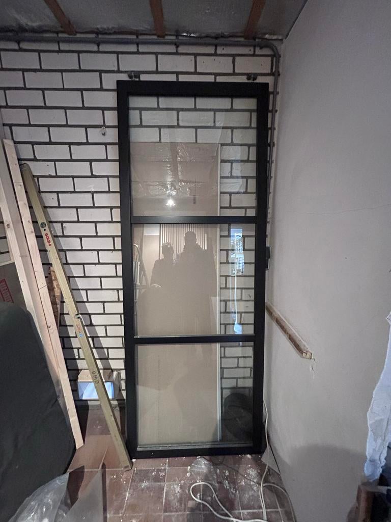 Schuifdeur staal look voor binnen, Doe-het-zelf en Verbouw, Deuren en Horren, Ophalen, 80 tot 100 cm, 215 cm of meer, Binnendeur