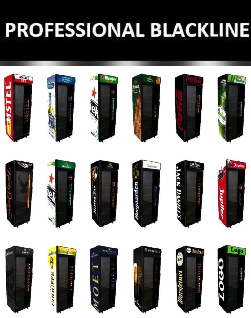 HORECA koelkast met reclame? ''BlackLine'' van de Kornschuur, Ophalen, Zonder vriesvak, 200 liter of meer, 60 cm of meer