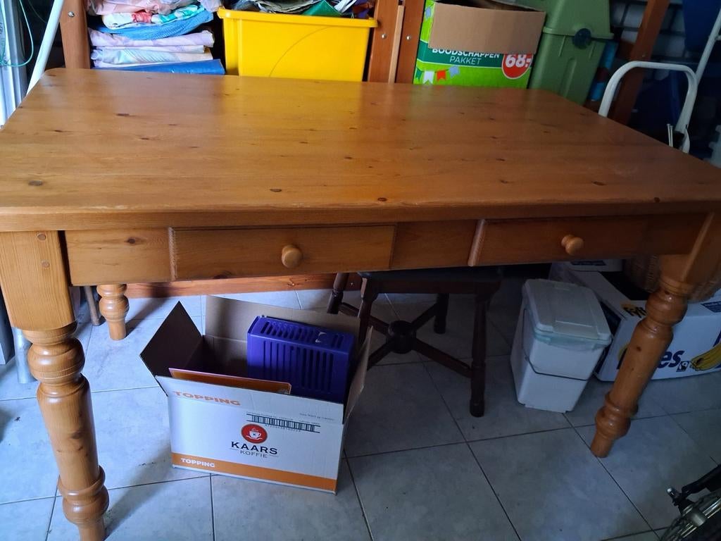 Gratis afhalen grenen tafel met lades in Venray, Ophalen, Gebruikt, 100 tot 150 cm, 50 tot 100 cm