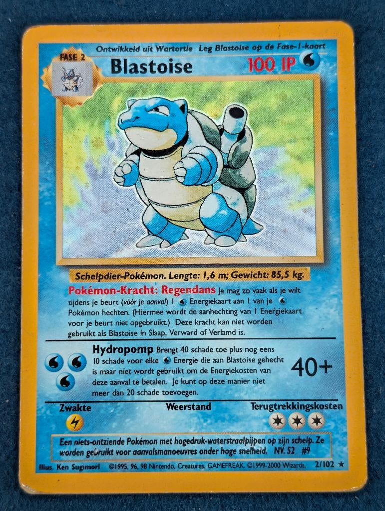 Blastoise Holo 2/102 - Base Set - Vintage Pokémon - NL, Ophalen of Verzenden, Gebruikt, Losse kaart, Foil