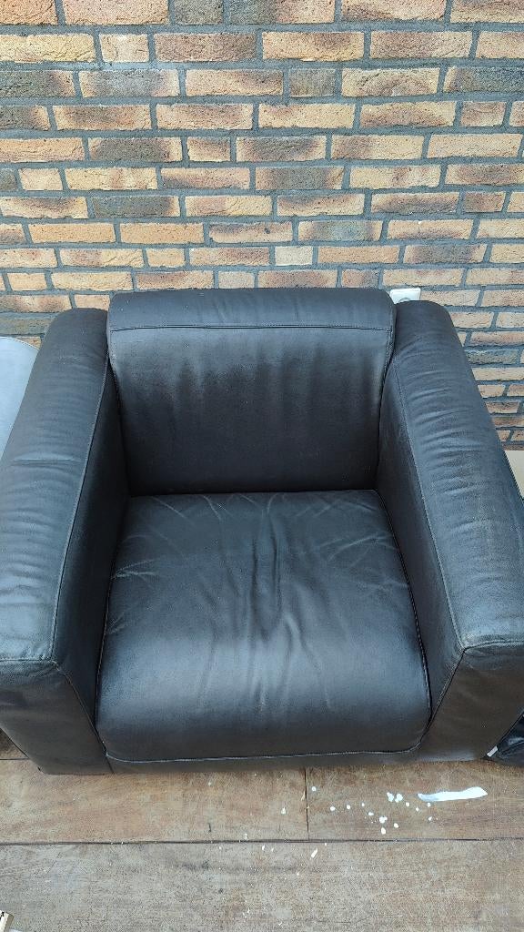 fauteuil leer, Huis en Inrichting, Fauteuils, Ophalen, Gebruikt, 75 tot 100 cm, Leer