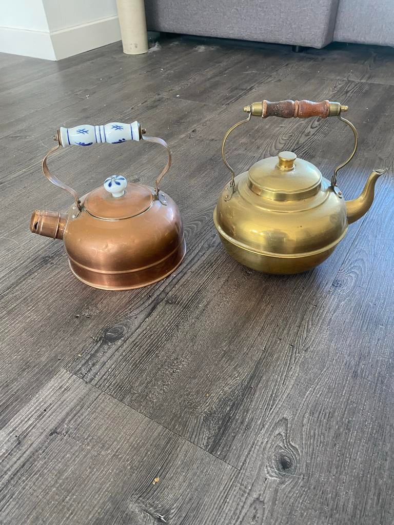 Set van 2 decoratieve koperen ketels, Antiek en Kunst, Ophalen, Koper