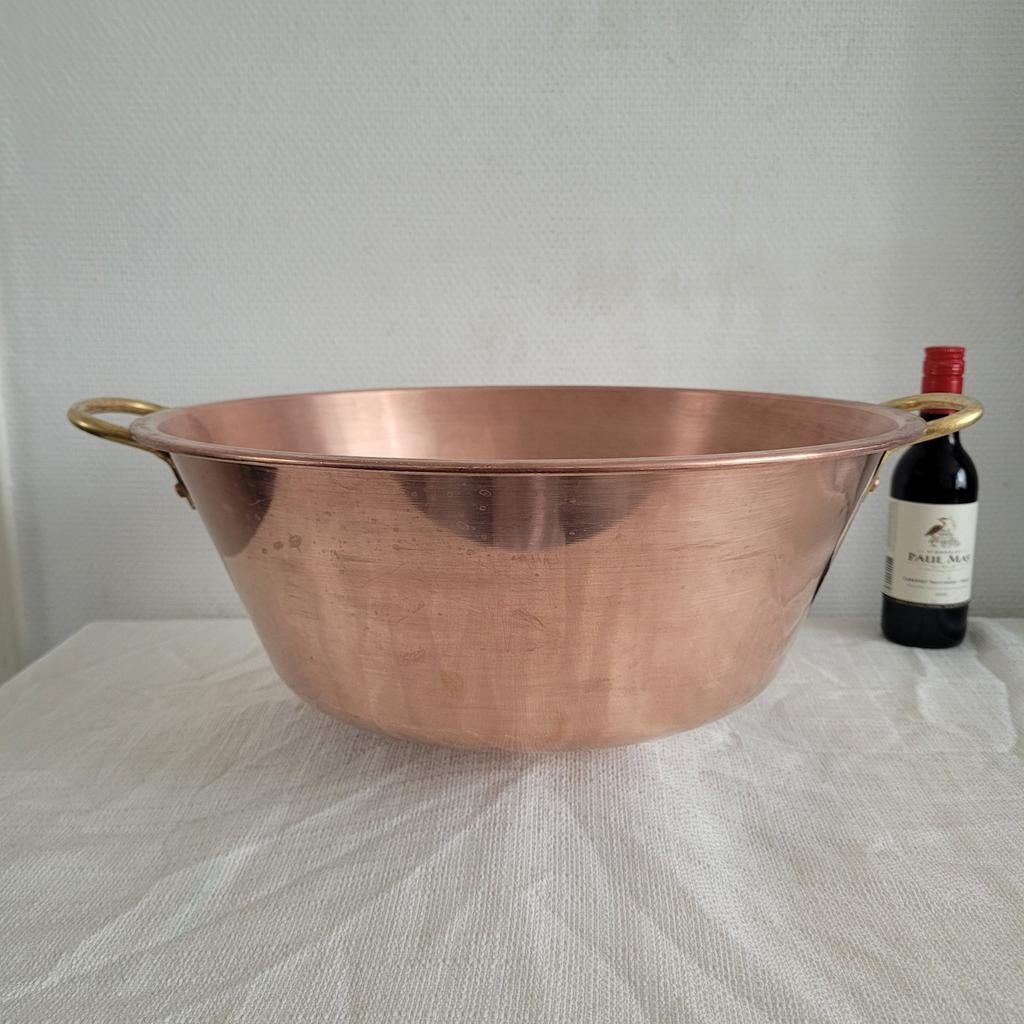 Franse koperen jampan confiturepan confiturenpan pan 02, Ophalen of Verzenden, Gebruikt, Overige materialen, Koekenpan of Braadpan