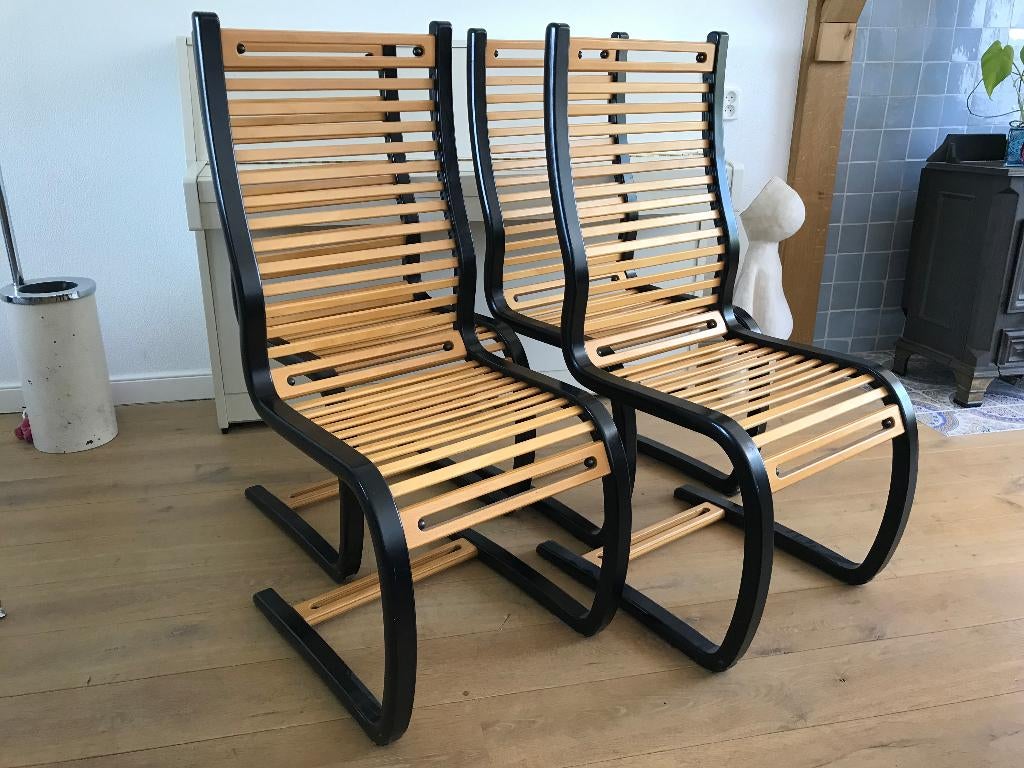 Set 4 Terje Hope Moremobler string stoelen chairs vintage, Bruin, Ophalen of Verzenden, Nvt, Nvt