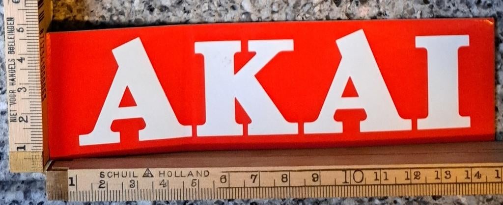 Vintage sticker Akai stereo installatie receiver merk logo, Ophalen of Verzenden, Zo goed als nieuw