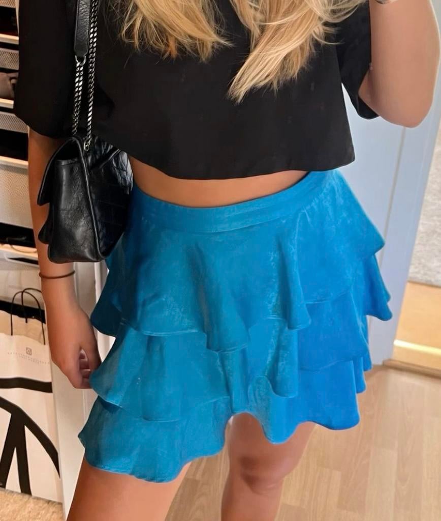 Zara blauw festival rokje, maat M, Ophalen of Verzenden, Zo goed als nieuw, Blauw, Boven de knie
