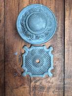 Antieke Gietijzeren deurknop Rustiek Bloemmotief – Ø 7 cm, Ophalen of Verzenden