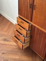 Vintage wandmeubel teak hout metaal lades jaren 50/60/70, Huis en Inrichting, Kasten | Wandmeubels, Ophalen, Gebruikt, 100 tot 150 cm