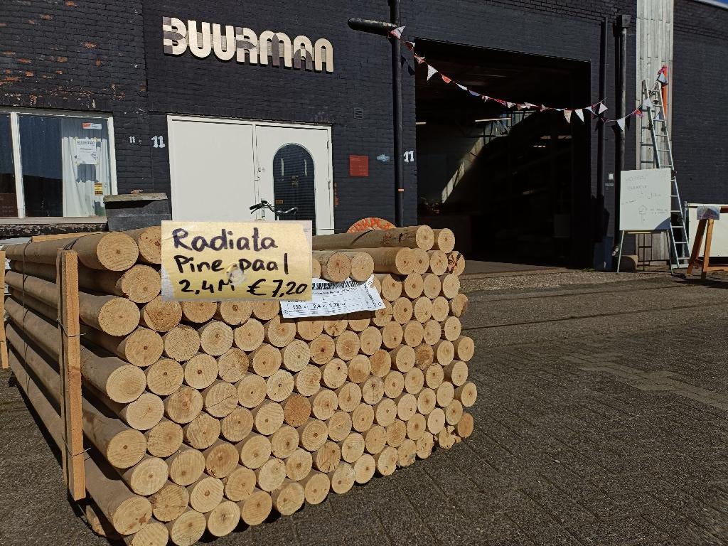 Radiata Paal 2,4m, Ophalen, Nieuw, 180 tot 250 cm, Palen