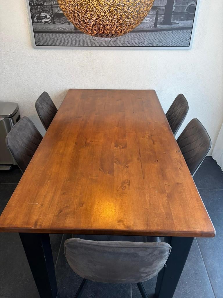 Stevige teakhouten eetkamertafel, Huis en Inrichting, Tafels | Eettafels, Gebruikt, 50 tot 100 cm, 150 tot 200 cm, Vijf personen of meer