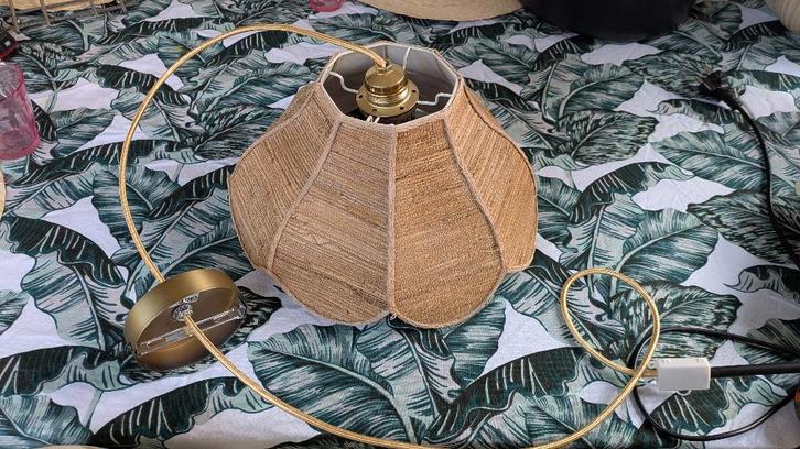 Hanglamp riet of rotan, Huis en Inrichting, Lampen | Hanglampen, Gebruikt, Minder dan 50 cm, Kunststof, Overige materialen, Ophalen of Verzenden