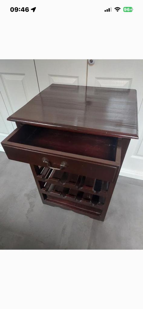 Wijnrek met lade, Huis en Inrichting, Ophalen, Gebruikt, Teak