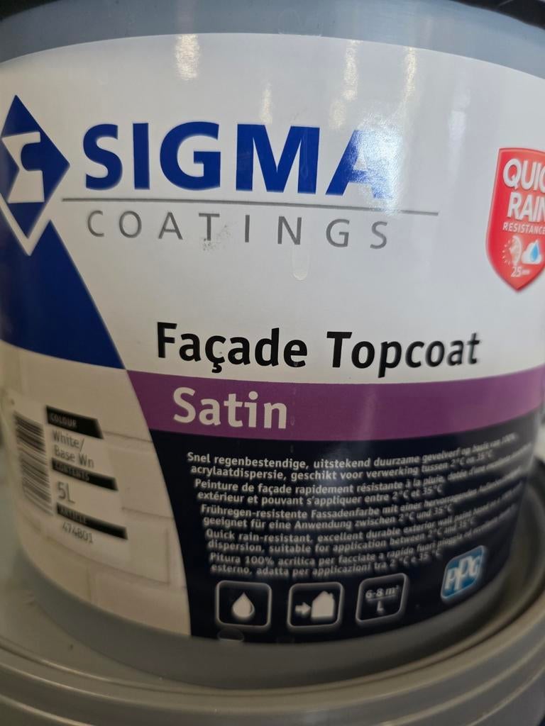 Sigma Façade topcoat satin en ecoplus soft, Wit, Nieuw, Ophalen of Verzenden, Verf